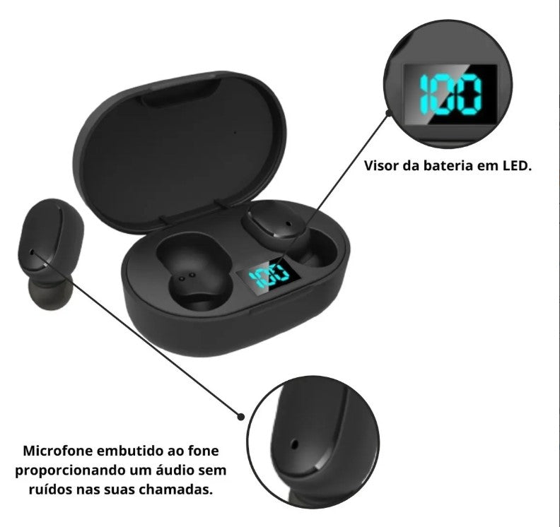 Fone Ouvido Bluetooth Sem Fio Com Visor Apple/Android