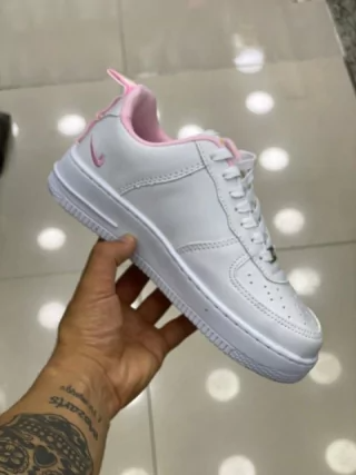 Air Force Holográfico Branco Rosa Glitter