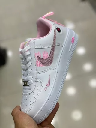 Air Force Holográfico Branco Rosa Glitter