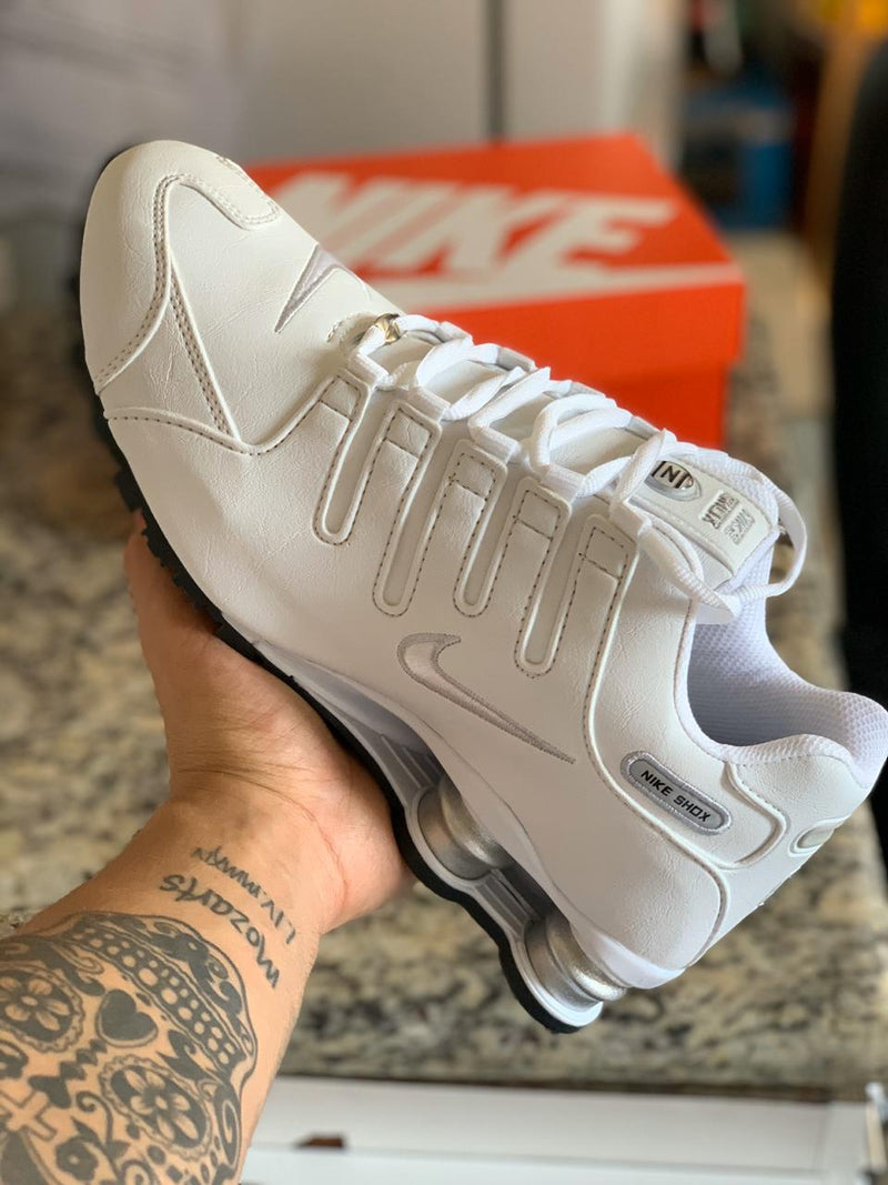 SHOX NZ BRANCO PRATA UNNISEX COURO FRETE GRATIS